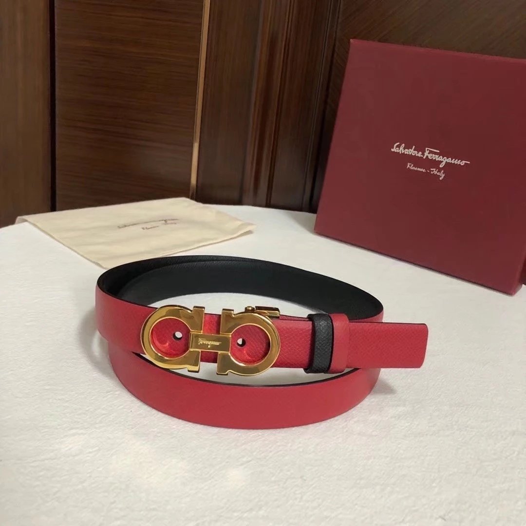 Ferragamo Belt Top version 【Full Package】Women's Belt Width2.5cm with Chip nfc Anti-Counterfeiting Quality Counter Full Set Packaging Italian Double-Sided Cowhide Matching Boutique Brass Buckle Long and Short Belt Women's Pants Belt