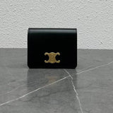 Celine Wallet Top version 【Premium Original Leather】2024New Sale Short Arc De Triomphe Hardware Buckle Wallet.TRIOMPHE Pure Steel Arc De Triomphe Snap Button Closure Short Wallet Women's Presbyopic Wallet Men's Short Wallet