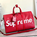 Louis Vuitton LV Travel Bag Top version Original Black supremekeepall45Travel Bag Travel Bag Luggage Bag Luggage Bag Imported Cowhide Water Ripple All-Steel Hardware Model M53419Size45×27x20