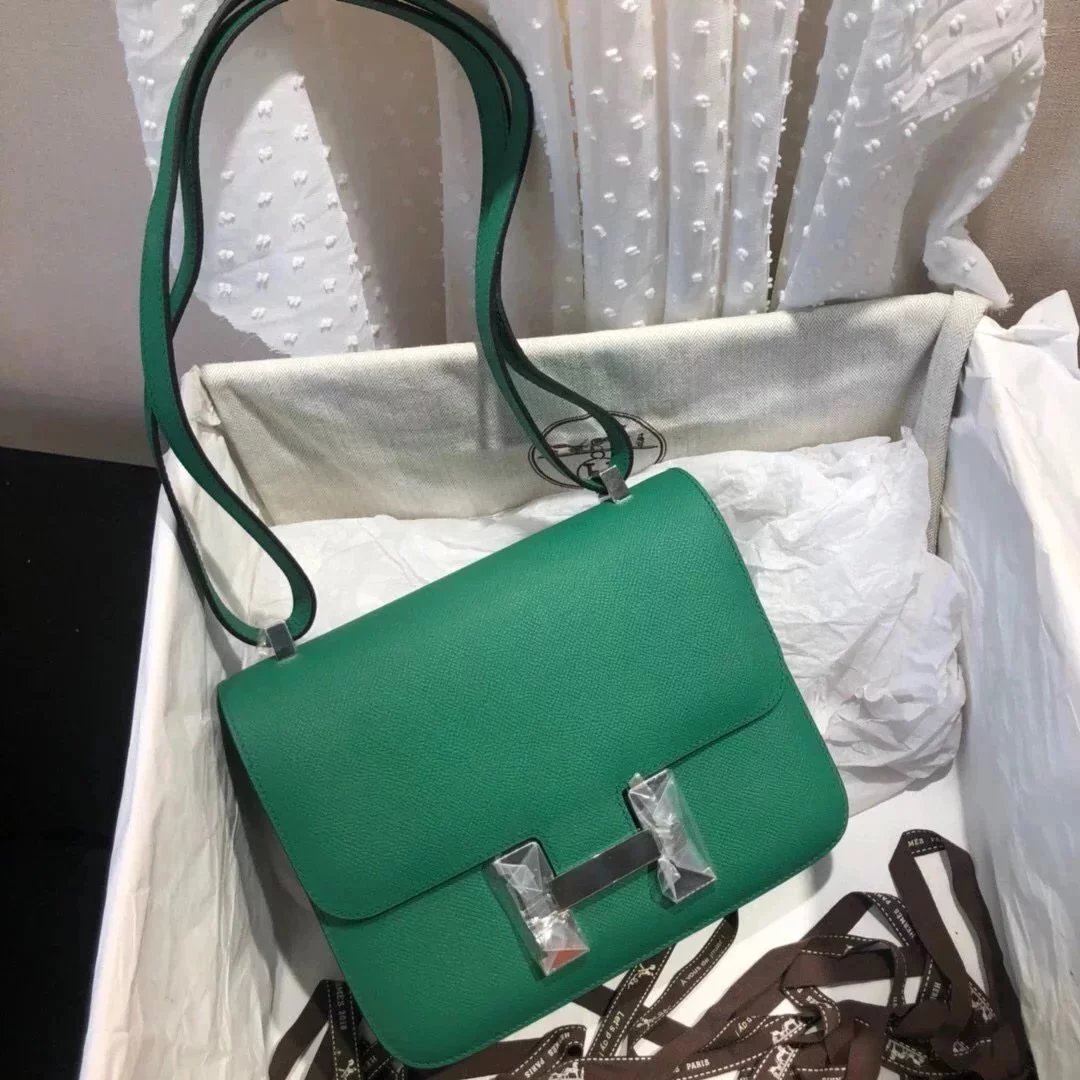 Hermes women's bag Top version 【H Handmade Custom】Stewardess Bag Constance Bag constance Silver Buckle Gold Buckle EP Women's Leather Crossbody Shoulder Bag2424