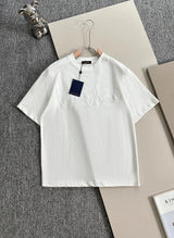 Louis Vuitton LV T-shirt Exquisite Sanskrit Embroidery on the Chest logo round Neck Short Sleeve25ss New Pure Cotton Unisex Style T Casual T-Shirt Base Layer Shirt OS Loose Fit Half Sleeve Top Plus Size