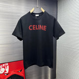 Celine T-shirt Chest Letter Print logo round Neck Short Sleeve25ss New pure cotton T Unisex T-Shirt OS Drop Shoulder Loose Fit Base Shirt Top T-Shirt Short Sleeve