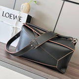 LOEWE Men's Bag Top version 【Original Leather Premium Version】Oversized puzzle Geometric Bag Men's puzzle36cm35cm Large Men's Portable Messenger Bag Stitching Geometric Bag Men's Geometric Messenger Bag Men's Bag