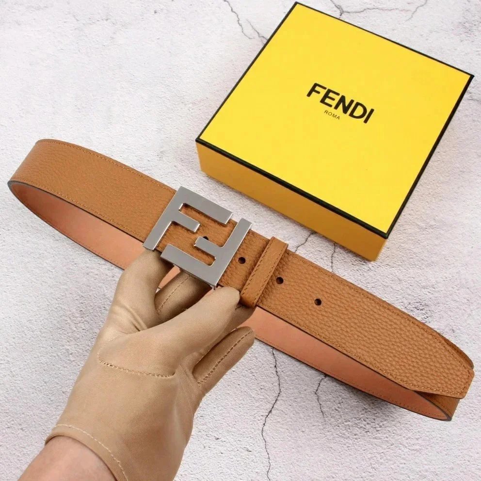 FENDI Belt Top version New Men's Leather Belt Little Monster Genuine Leather Business Smooth Buckle Belt