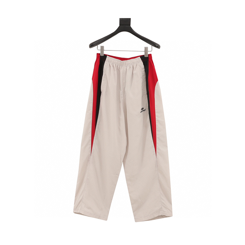 Balenciaga Sweatpants 3B Red and White Stitching Hooded Sports Suit Trousers for Men and Women