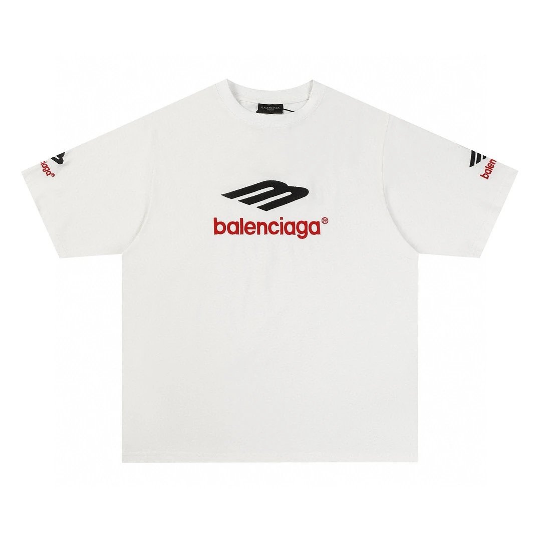 Balenciaga T-shirt Large chest m Embroidery logo round Neck Short Sleeve25ss New Pure Cotton Unisex Style T T-shirt OS Loose Fit Base Shirt Half Sleeve T-Shirt Top Half Sleeve
