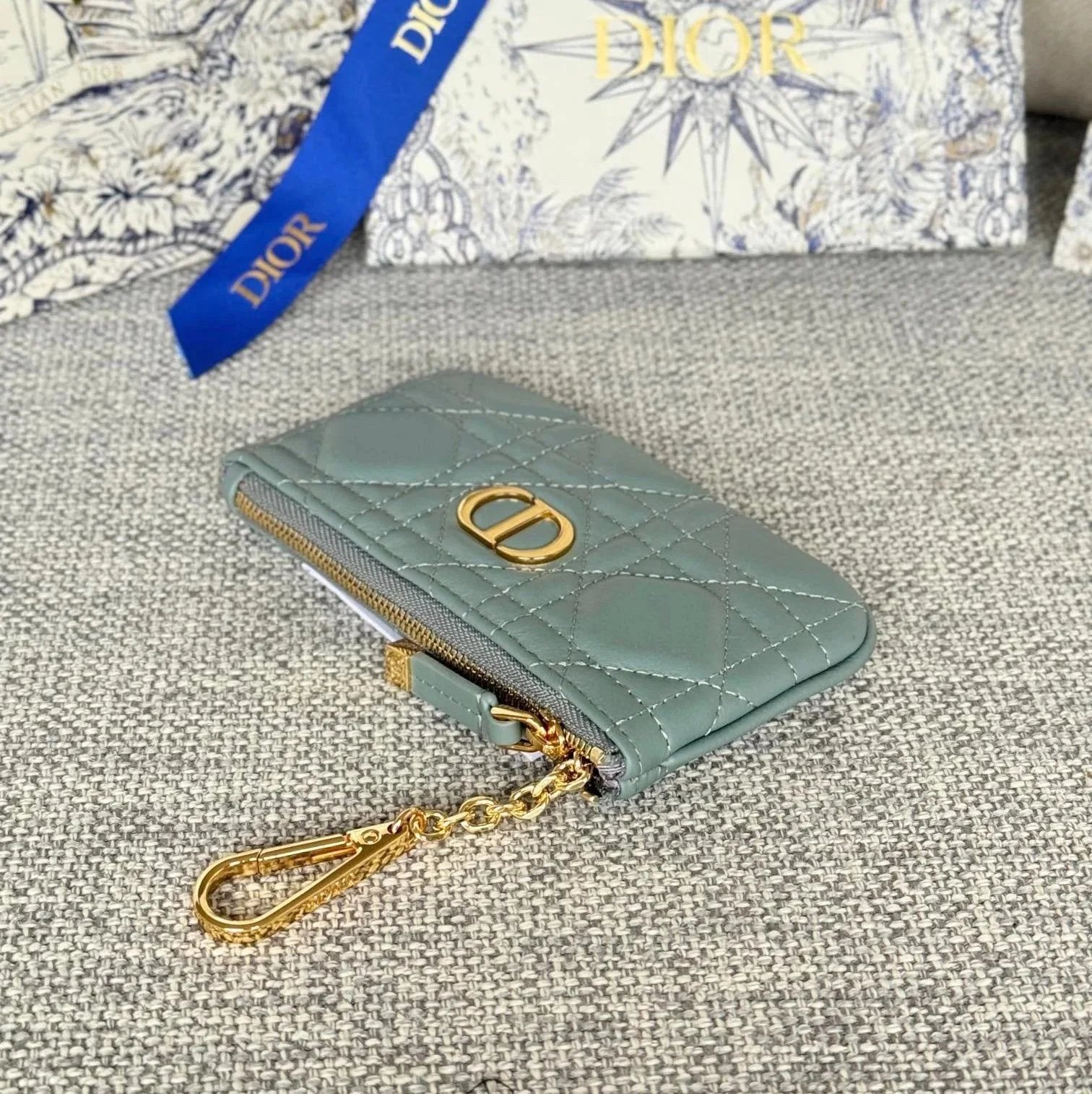 Dior Women's Bag Top version 【Original Version】Caro Card Clamp Spring and Summer New Men's and Women's Card Holder Coin Pocket Coin Bag Zipper Small Bag Card Holder Men's and Women's Bags