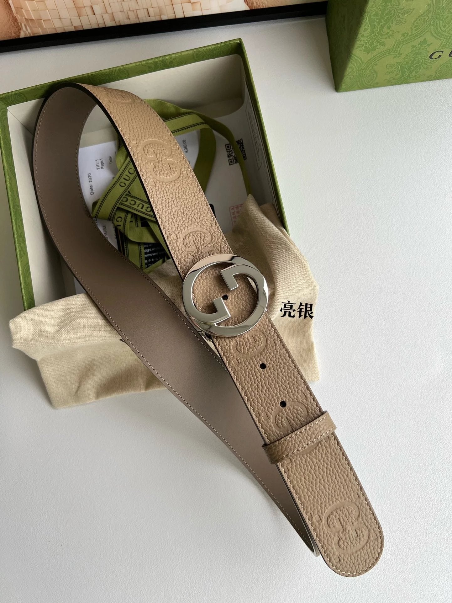 Gucci Belt Top version 【Full Package】Men's Leather Belt Gucci Width for Personal Use4.0cm Italian Double-Sided Imported First-Layer Cowhide Double G Embossed Boutique Double G Steel Buckle Low-Key Luxury Fashion All-Matching G Men's Belt