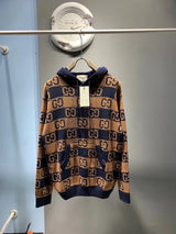 Gucci Jackets GG Jacquard logo Hoodie Jacket Top Unisex Sports Casual Loose Fit Versatile