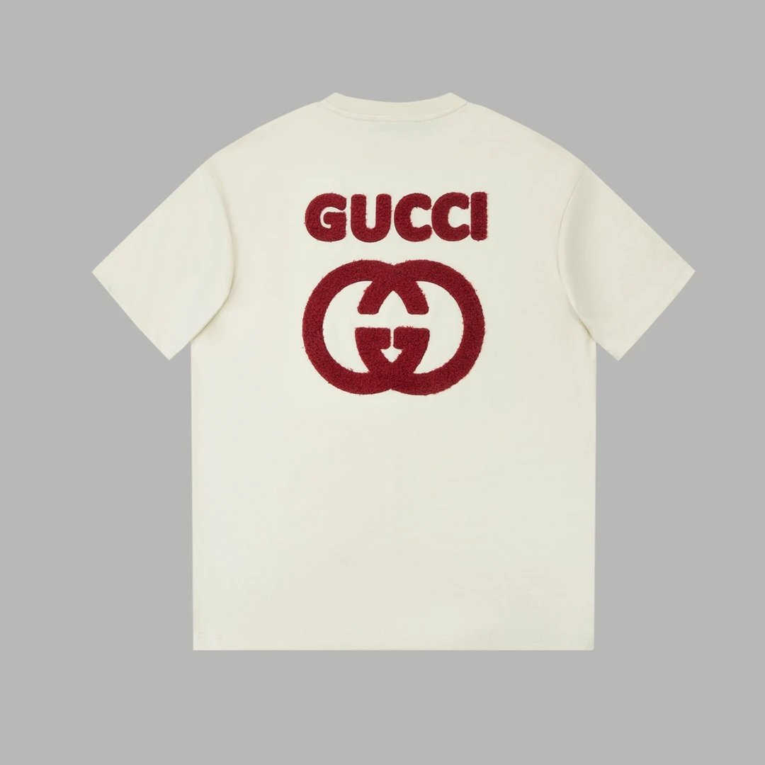 Gucci T-shirt Classic Pair G Towel Patches logo round Neck Short Sleeve25ss New pure cotton T Unisex T-Shirt OS Loose Fit Base Shirt Top Half Sleeve T-Shirt