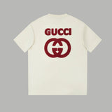 Gucci T-shirt Classic Pair G Towel Patches logo round Neck Short Sleeve25ss New pure cotton T Unisex T-Shirt OS Loose Fit Base Shirt Top Half Sleeve T-Shirt