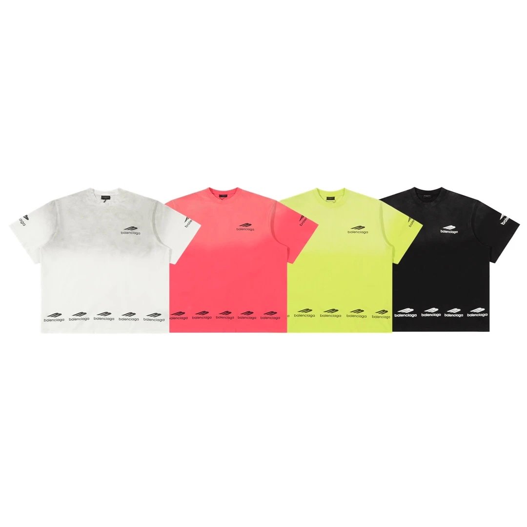Balenciaga T-shirt Front Chest Washed Letter Print logo round Neck Short Sleeve25ss New pure cotton T Unisex T-Shirt OS Drop Shoulder Loose Fit Base Shirt Top T-Shirt Short Sleeve