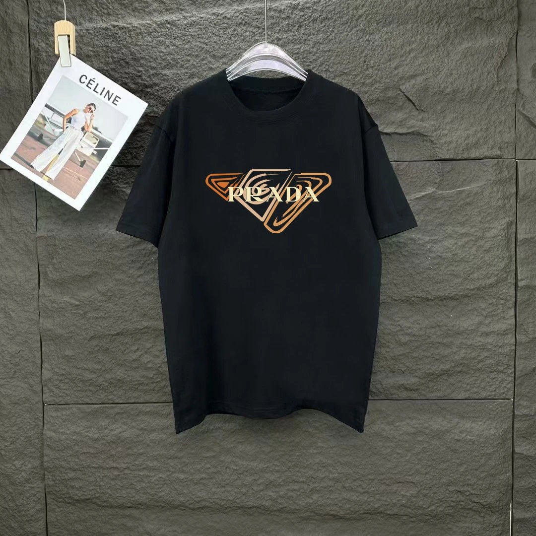 PRADA T-shirt Chest Brand Print logo round Neck Short Sleeve25ss New Pure Cotton Unisex Style T T-shirt OS Loose Fit Base Shirt Top Half Sleeve T-Shirt