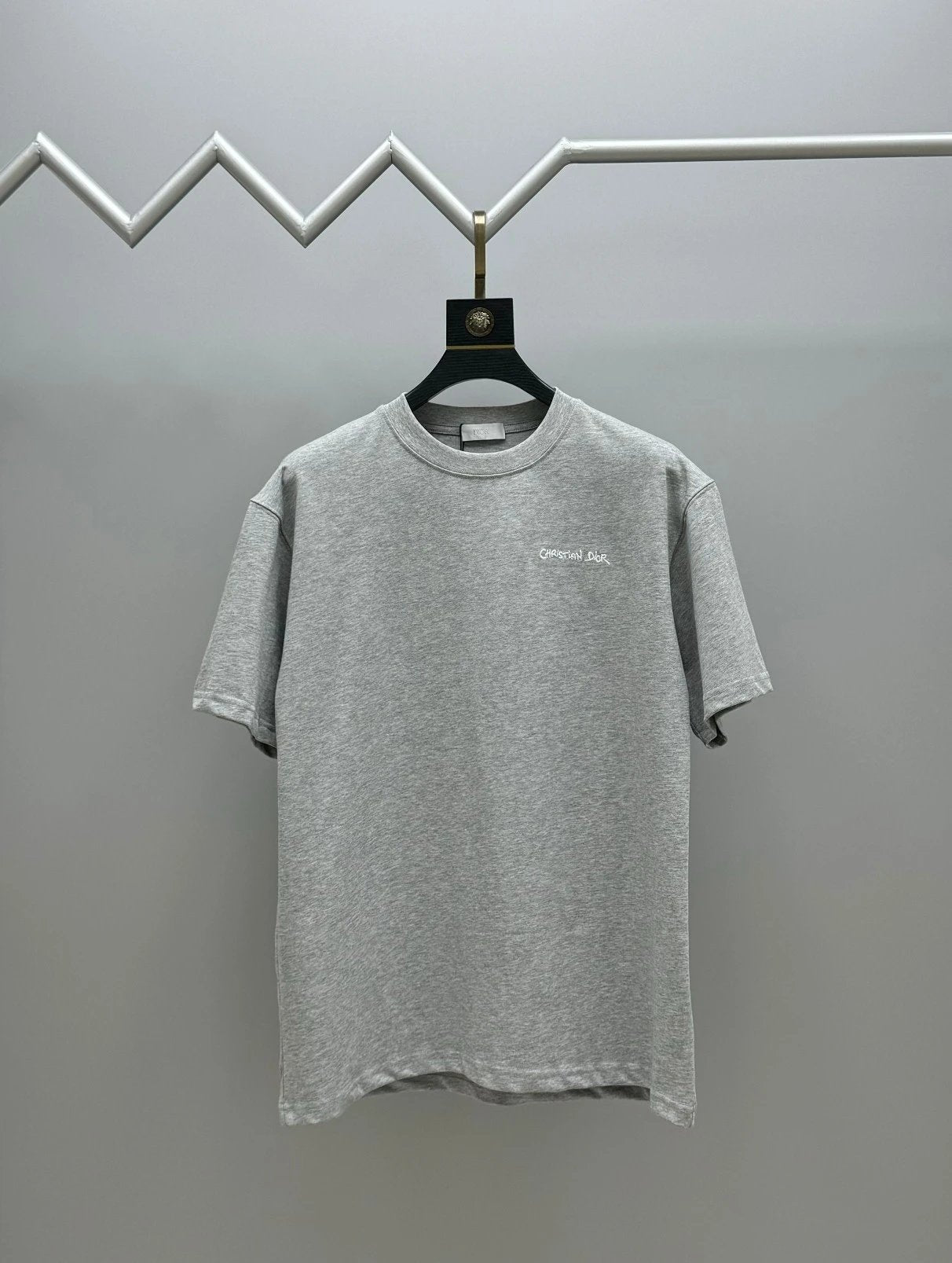 Dior T-shirt Chest Embroidery with Cursive Script logo round Neck Short Sleeve25ss New Pure Cotton Unisex Style T T-shirt OS Loose Fit Base Shirt Short Sleeve Top T-Shirt