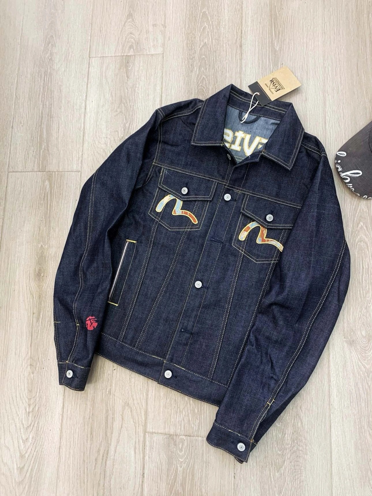 Evisu Jackets Top Version Autumn and Winter New Double Teddy Dog Embroidery Trendy Men Denim Jacket Coat Loose Leisure All-Matching