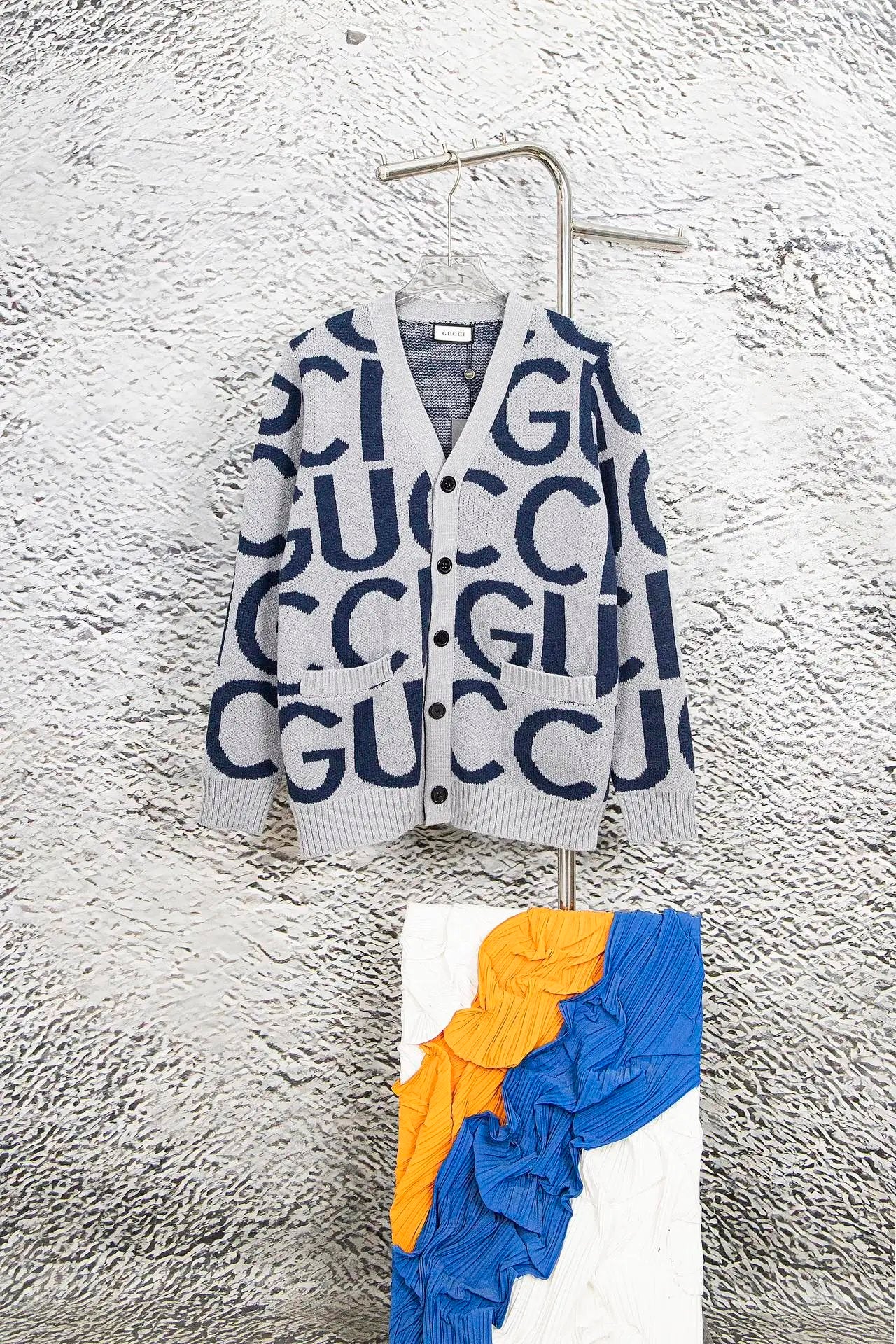 Gucci Sweater Double G Full Print Knitted Cardigan Unisex Outerwear Long Sleeve Soft Lazy Style Sweater Coat Thickened Versatile Casual Wear