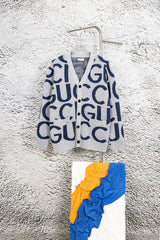 Gucci Sweater Double G Full Print Knitted Cardigan Unisex Outerwear Long Sleeve Soft Lazy Style Sweater Coat Thickened Versatile Casual Wear