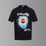 Dior T-shirt Hand-painted Letter Pattern Print on the Chest logo round Neck Short Sleeve25ss New pure cotton T Unisex T-Shirt OS Loose Fit Base Shirt Top Half Sleeve T-Shirt