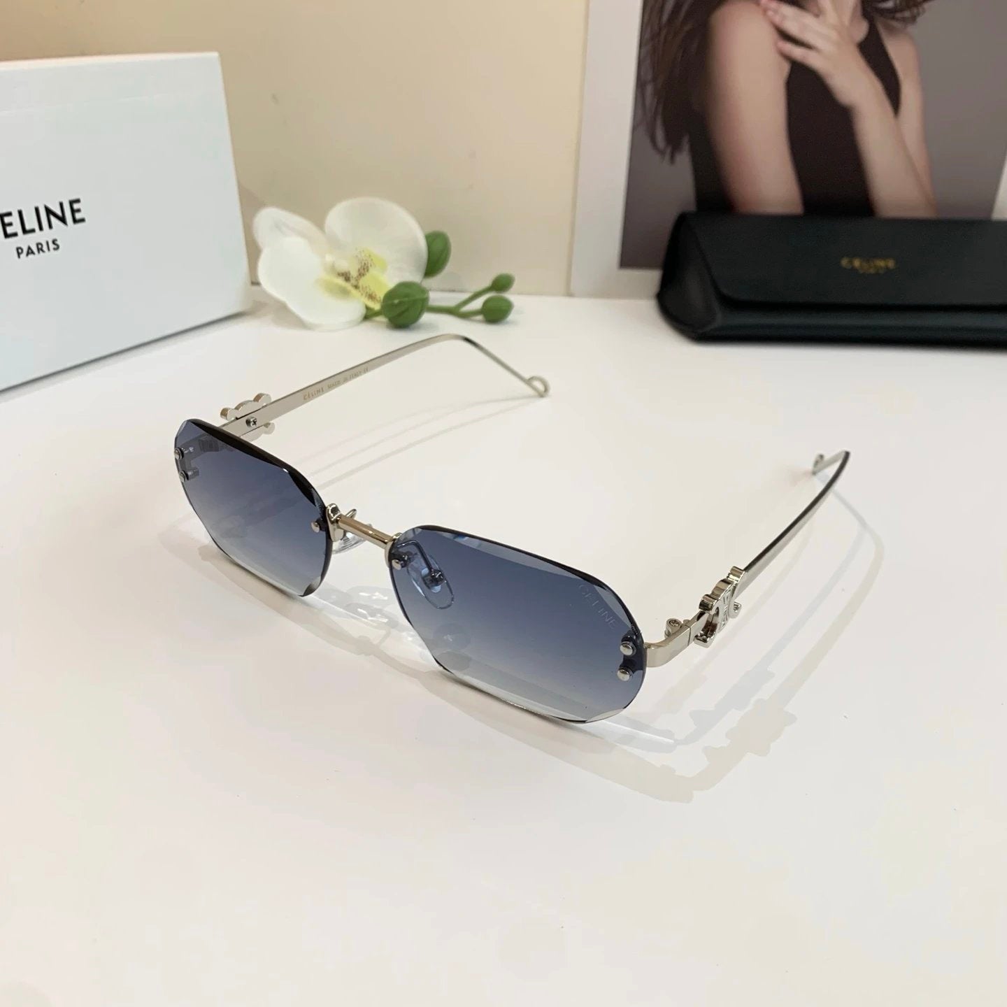 Celine Sunglasses Small Square Frame Sunglasses Slimming No Prescription Driving Beach Fishing Unisex Couple Style UV Protection25ss New Sports Casual Versatile