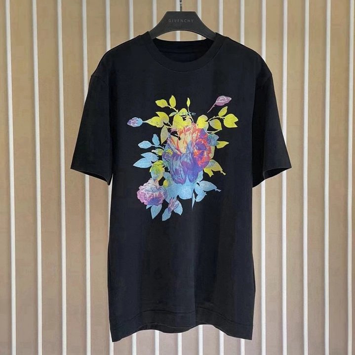 Givenchy T-shirt Top Version Counter Same Collection2Short Sleeve T T-shirt Summer Fashion Men's and Women's Same Mercerized Cotton Printing