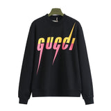 Gucci Hoodie Red and Yellow New Lightning Print Crewneck Sweatshirt380100% Pure Cotton Terry Pullover Top os Unisex Sports Tracksuit24ss Autumn and Winter New Products