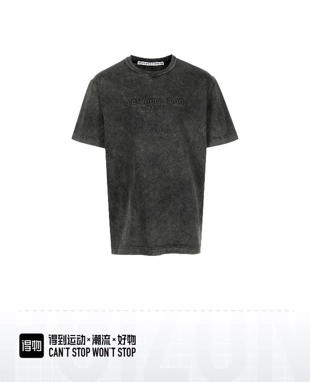 Alexander Wang T-shirt Top Version Spring and Summer Letter Embossed Men's and Women's Same Style Short Sleeve T Summer Fashion T-shirt