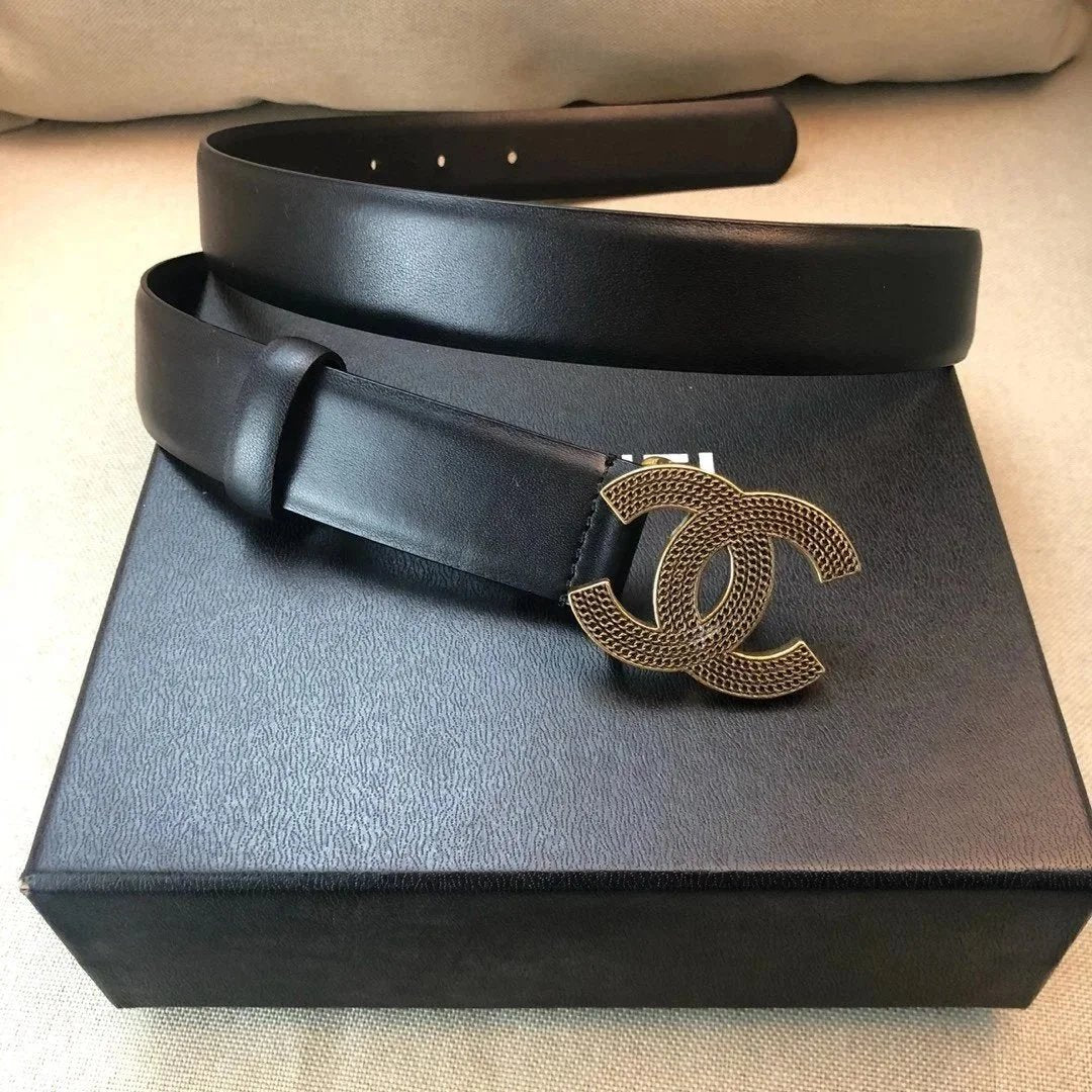 Chanel Belt Top version Women's Belt Genuine Leather Belt Wide3.0Full Package