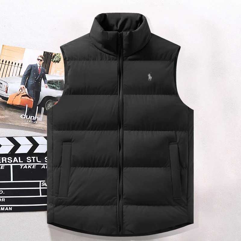 Ralph Lauren Vest Autumn and Winter down Cotton Vest Men's Outer Wear Stand-up Collar Thick Warm Back