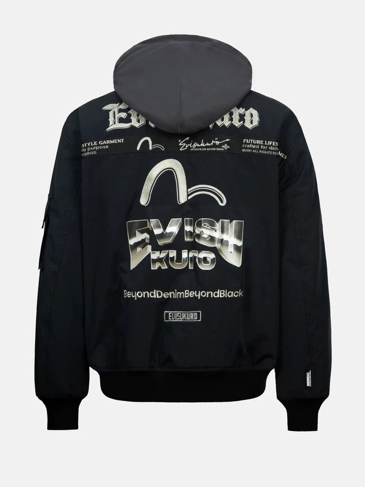 Evisu Jackets Top Version Men's Seagull Embroidered Cool Handsome Hooded Jacket Thickened Coat