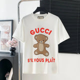Gucci T-shirt Colorful Bear Print on the Chest Logo Logo Crew Neck Short Sleeve25ss New pure cotton T Unisex T-Shirt OS Loose Fit Base Shirt Top Half Sleeve T-Shirt