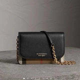 Burberry Women's Bag Top version Plaid Chain Bag woc Flap Small Square Bag Crossbody Messenger Bag Classic Canvas House War Horse Plaid Flap Crossbody Shoulder Chain Bag
