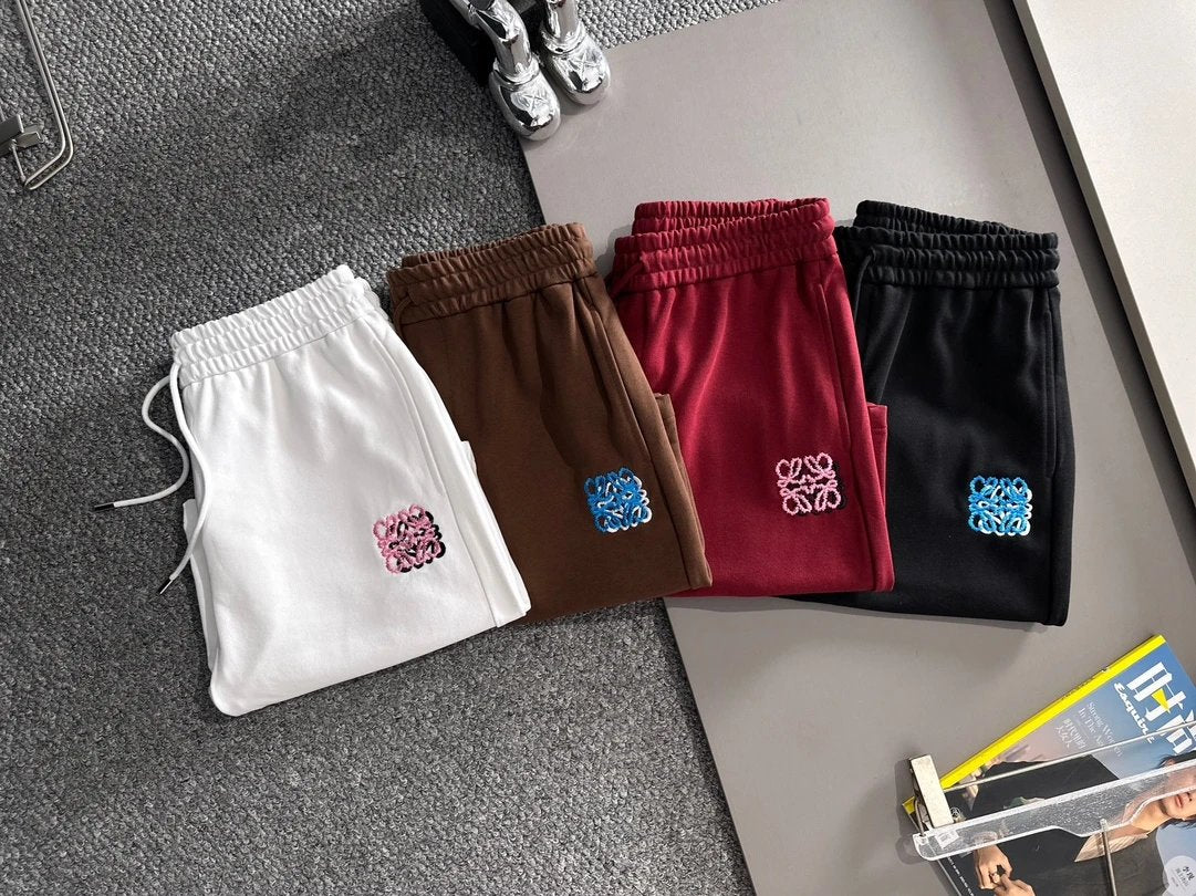 LOEWE Shorts Front High-Density Overlapping Letter Pattern Embroidery logo Five-point Shorts25ss New Drawstring Casual Pants for Men and Women, Summer Style5Two-in-One Casual Sweatpants Pure Cotton Joggers