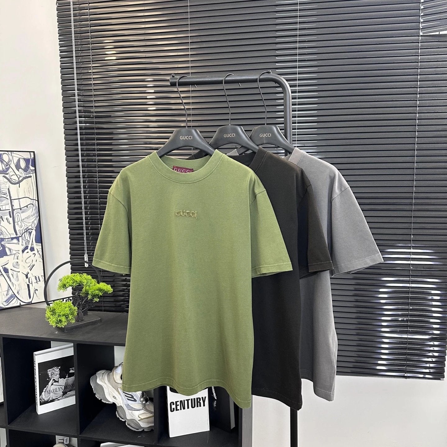 Gucci T-shirt Washed Chest Front Letter Embroidery logo round Neck Short Sleeve25ss New Pure Cotton Unisex Style T T-shirt OS Loose Fit Base Shirt Top Half Sleeve T-Shirt