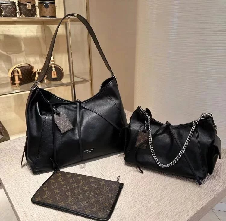 Louis Vuitton LV Women's Bag Top version 【Original Leather】carryalldark Medium and Small Size Handbag2024Spring and Summer Show King Fried New Sheepskin Shoulder Bag Messenger Bag Large Shopping Bag Mother and Child Bag CarryallCargo Tote Bag Shopping Bag