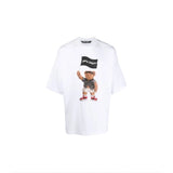 Palm Angels T-shirt Top Version Couple's Black Cotton Broken Bear Printed Loose T T-shirt Short Sleeve