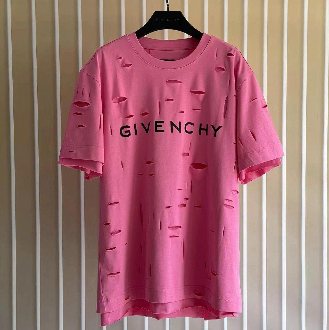 Givenchy T-shirt Top Version Counter Same Collection1Cotton Short Sleeve T T-shirt Men's and Women's Loose Bottoming Shirt2024New Summer