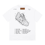 Louis Vuitton LV T-shirt Back Hand-painted Treasure Shoe Print logo round Neck Short Sleeve25ss New pure cotton T Unisex T-Shirt OS Drop Shoulder Loose Fit Base Shirt Top T-Shirt Short Sleeve