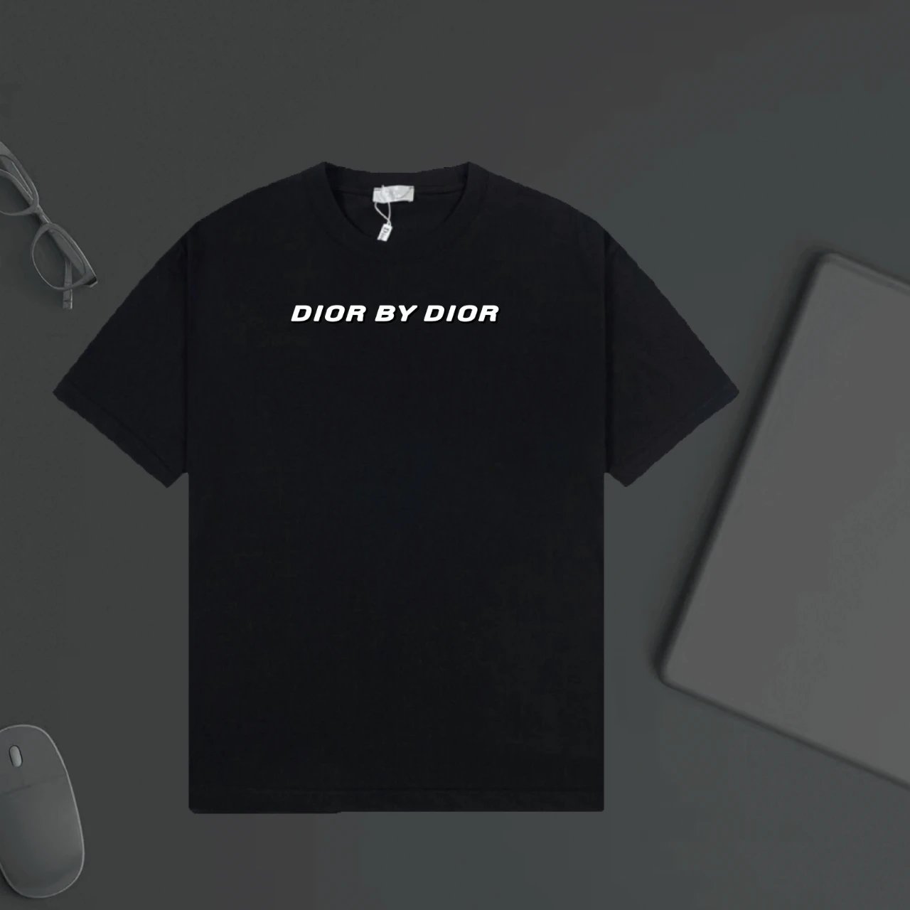 Dior T-shirt English Print on the Chest logo round Neck Short Sleeve25ss New Pure Cotton Unisex Style T T-shirt OS Loose Fit Base Shirt Half Sleeve T-Shirt Top Half Sleeve