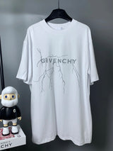 Givenchy T-shirt Reflective Lightning Letter Print on the Chest logo round Neck Short Sleeve25ss New pure cotton T Unisex T-Shirt OS Loose Fit Base Shirt Top Half Sleeve T-Shirt