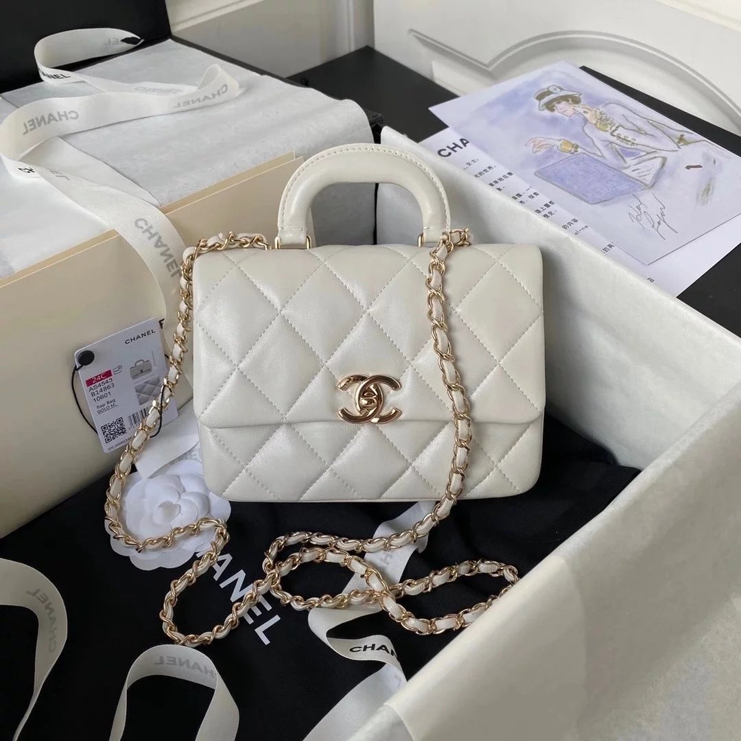 Chanel Women's Bag Top version 【**Original Version】24C New Handle Square Fat Bag24c Oil Wax Leather Handle Square Fat Man Square Bag Handle CF Fat Flap Bag Chain Bag As4543As4544