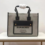 Burberry Women's Bag Top version Mini Two-Tone Canvas Stitching Leather Leather Freya Italian Refined Tote Bag Shoulder Bag Messenger Bag Handbag Women's Bag