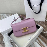 Celine women's bag Top version 【Original Leather】2021Spring and Summer New Arc De Triomphe Underarm Bag Celin*Women's Bag TRIOMPHECANVAS Underarm Bag Cow Leather Backpack Logo Printed Sheepskin Lining Underarm Bag Leather Shoulder Strap Shoulder Back19414