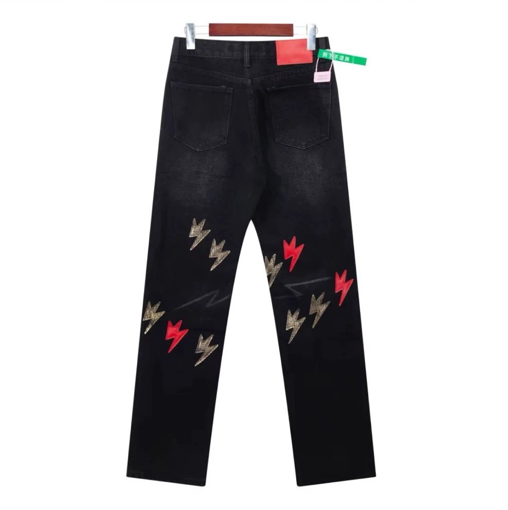 Chrome Hearts Jeans Snake Year Limited Lightning Patch logo25ss Spring Summer New Straight Leg Jeans Unisex Slim Fit Long Pants Loose