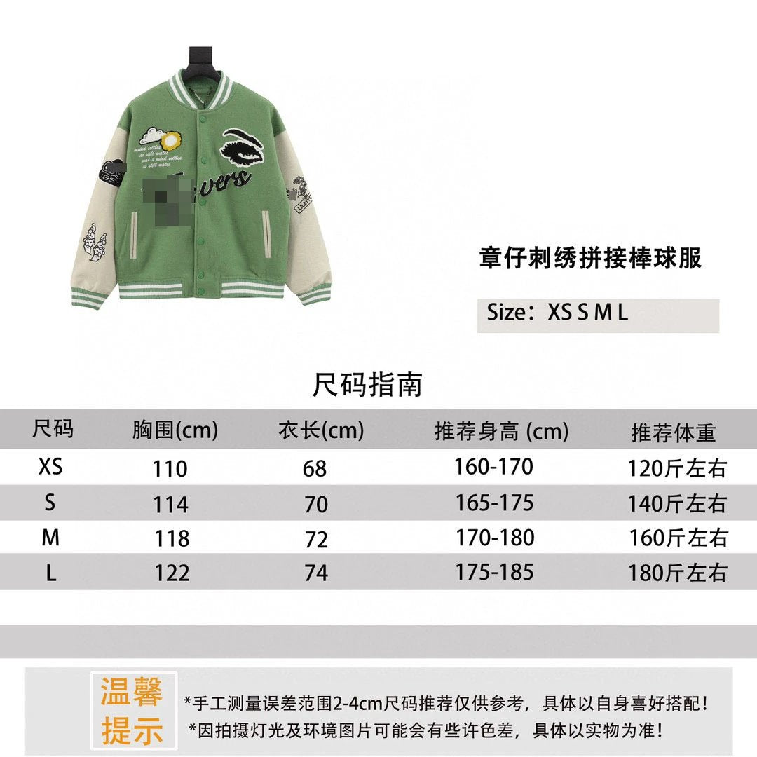 Louis Vuitton LV Jackets Zhang Zai Embroidery Stitching Baseball Uniform Jacket Coat for Men and Women