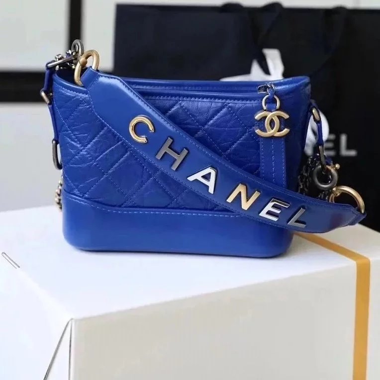 Chanel Women's Bag Top version 【Original Leather】Gabrielle Hobo Bag Letter Color Matching Large Shoulder Strap Diamond Plaid Original Leather Handbag Shoulder Bag Messenger Bag Hobo Bag Women's Bag