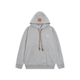 LOEWE Hoodie Embroidered Leather Tag logo Hooded Sweatshirt Jacket Hoodie Top Unisex Sports Casual OS Loose fit versatile style