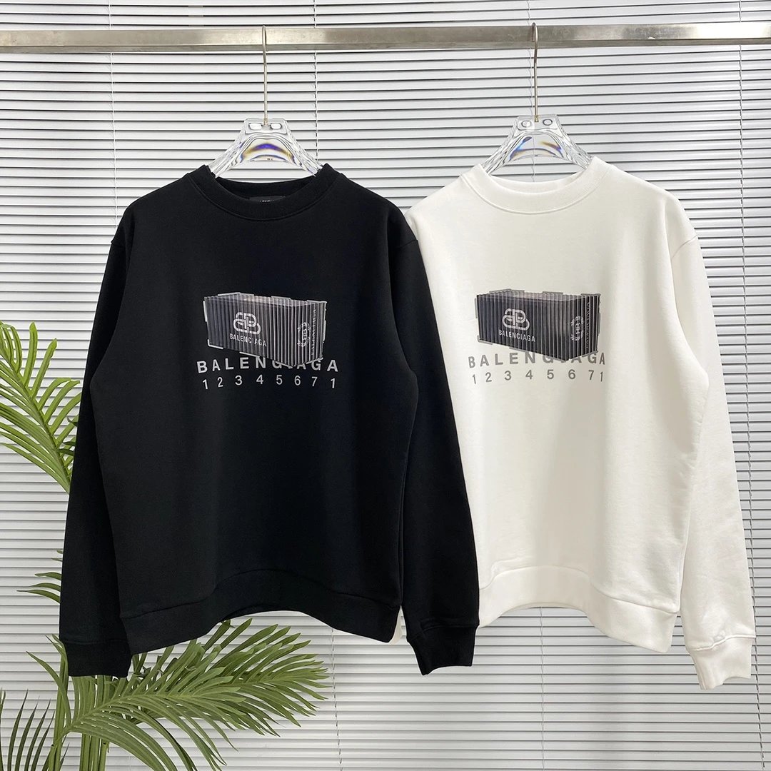 Balenciaga Hoodie Digital Printing logo Round Neck Sweatshirt Long Sleeve Base Shirt Jacket Top Fashion Unisex Sports Casual Loose Fit Versatile Autumn Winter New Arrival