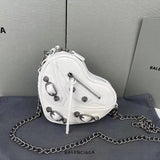 Balenciaga Bag Top version gαArenaLeCagoIe Rivet Heart Bag Motorcycle Bag Sheepskin Shoulder Crossbody Chain Bag Coin Purse Lipstick Pack Paris New Heart Bag