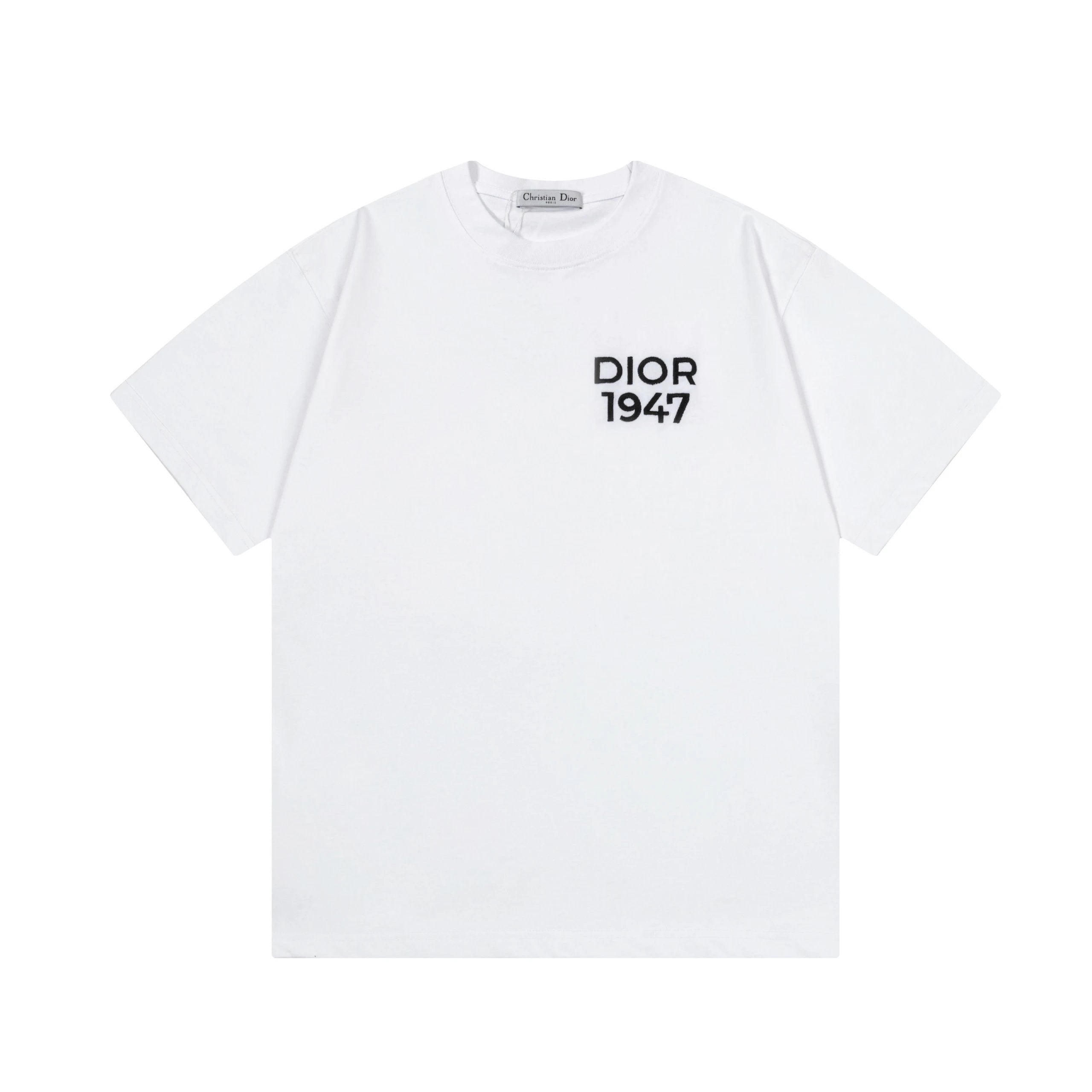 Dior T-shirt Chest CD Letters and Numbers1974Small Embroidery logo round Neck Short Sleeve25ss New Pure Cotton Unisex Style T Casual T-Shirt Base Layer Shirt OS Loose Fit Half Sleeve Top Plus Size