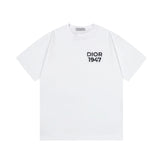 Dior T-shirt Chest CD Letters and Numbers1974Small Embroidery logo round Neck Short Sleeve25ss New Pure Cotton Unisex Style T Casual T-Shirt Base Layer Shirt OS Loose Fit Half Sleeve Top Plus Size